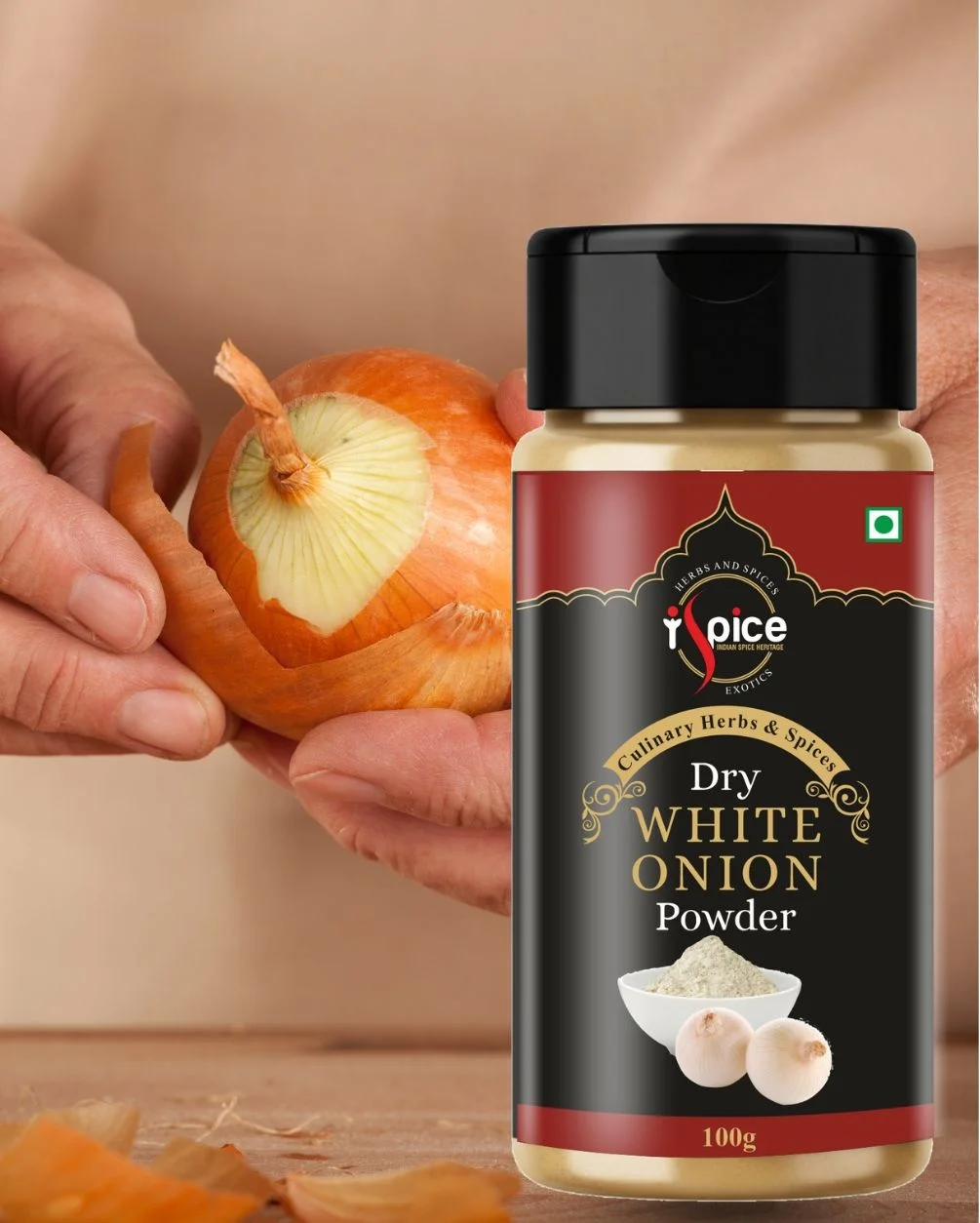 i-Spice Dry White Onion Powder. Experience the authentic taste of Nashik and Gujarat with i-Spice White Onion Powder. We use an advanced Cold Grinding Process to preserve the vital essential oils and vibrant flavor often lost in heat processing. Completely free from GMOs, chemicals, and fillers, this vacuum-sealed powder offers pure, chef-grade quality and anti-inflammatory benefits in every pinch.